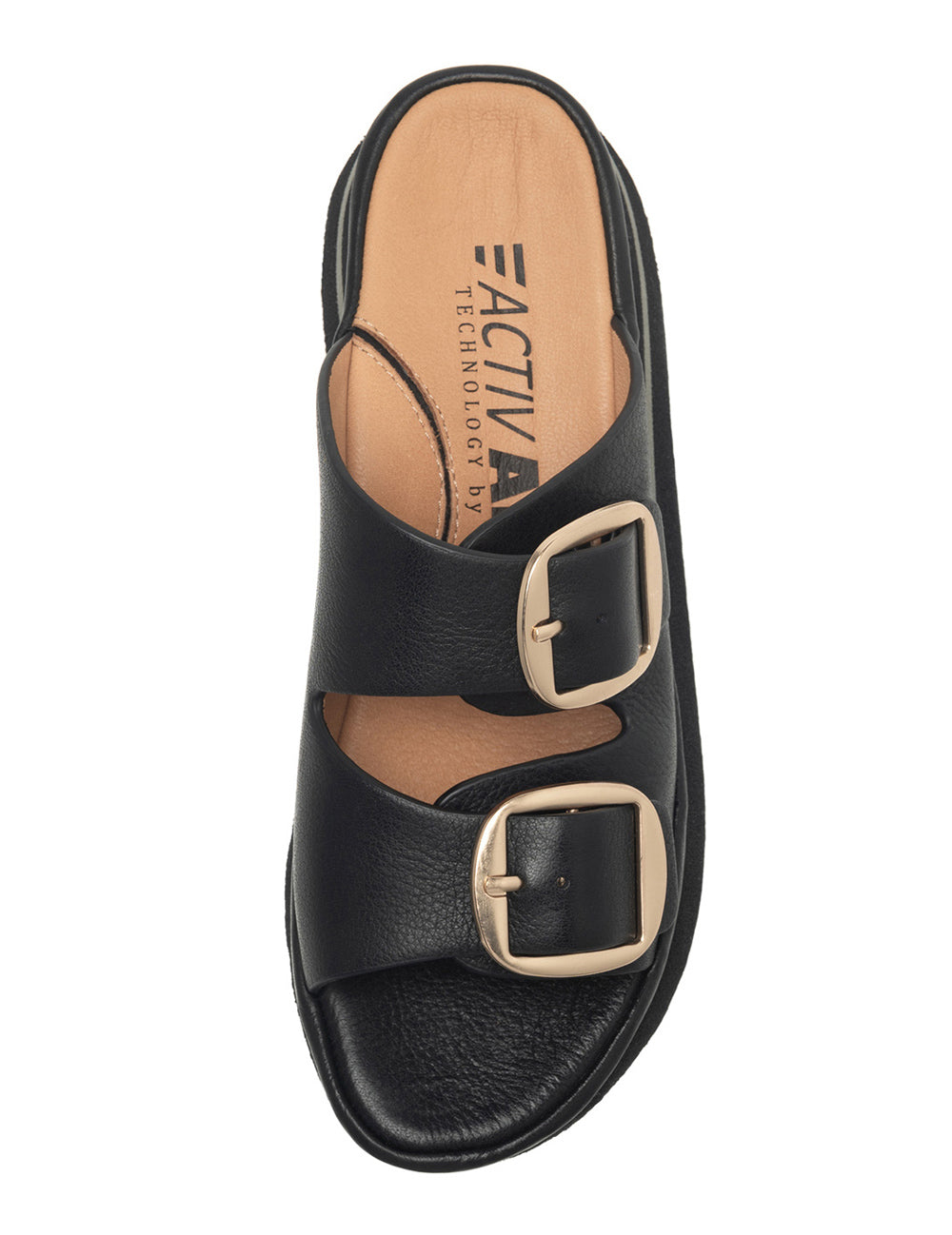Linda 2 In Black Plonge Leather/Gold Buckle