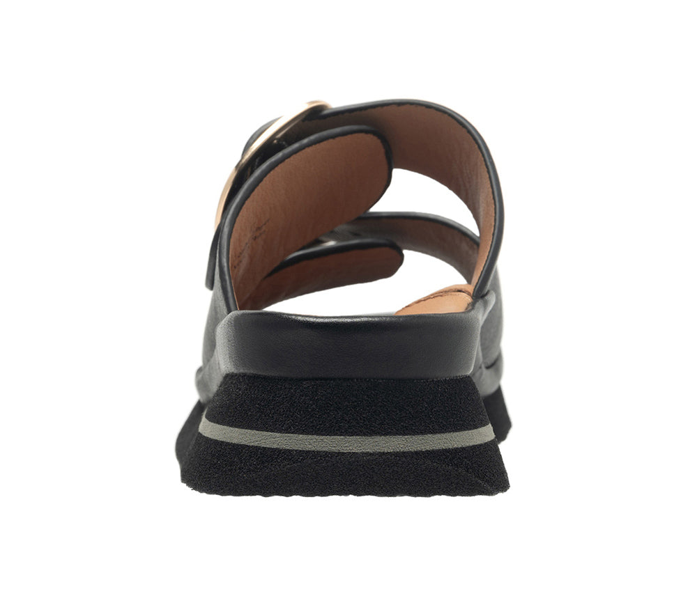 Linda 2 In Black Plonge Leather/Gold Buckle