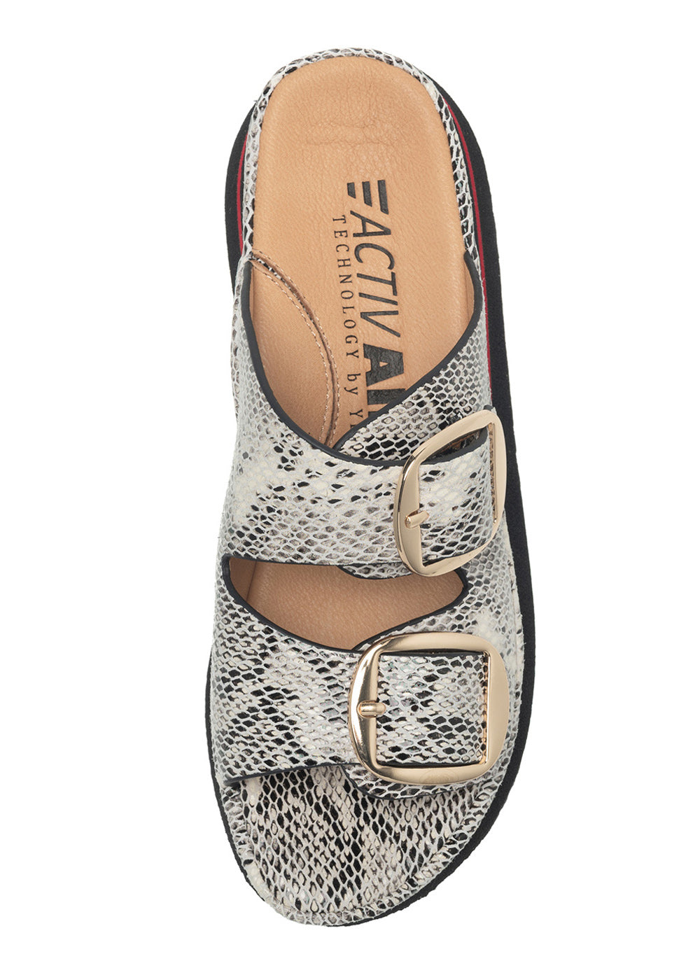 Linda In Black/White Snake Printed Leather