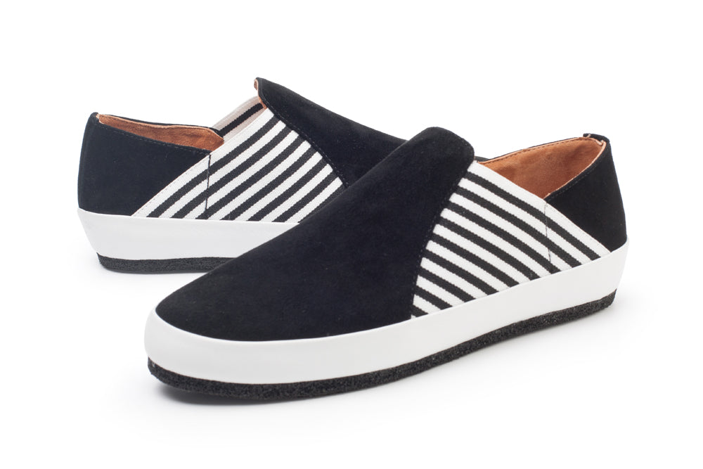 Belle In Black Kid Suede/White Plonge Leather