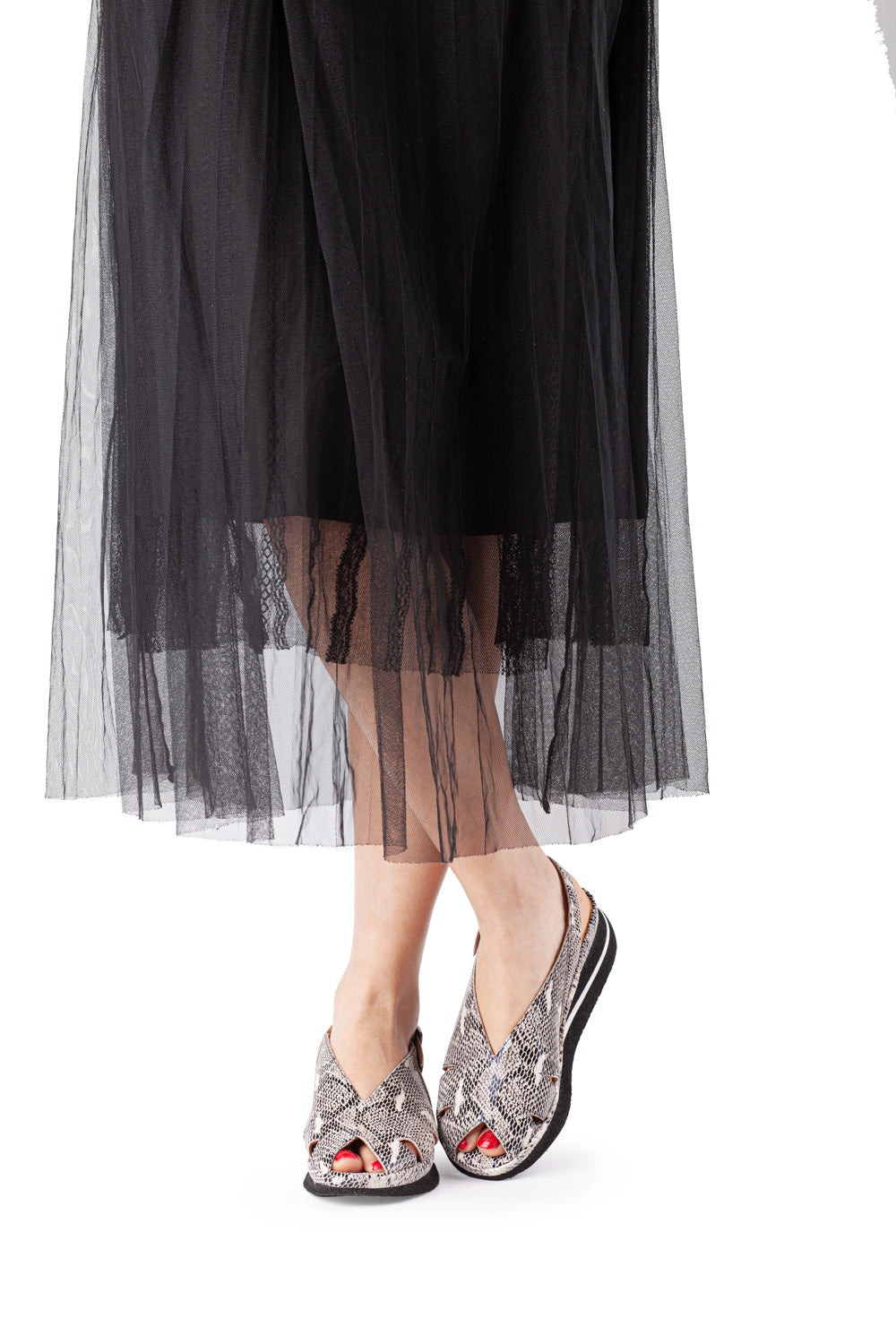 April In Black/White Snake Printed Leather