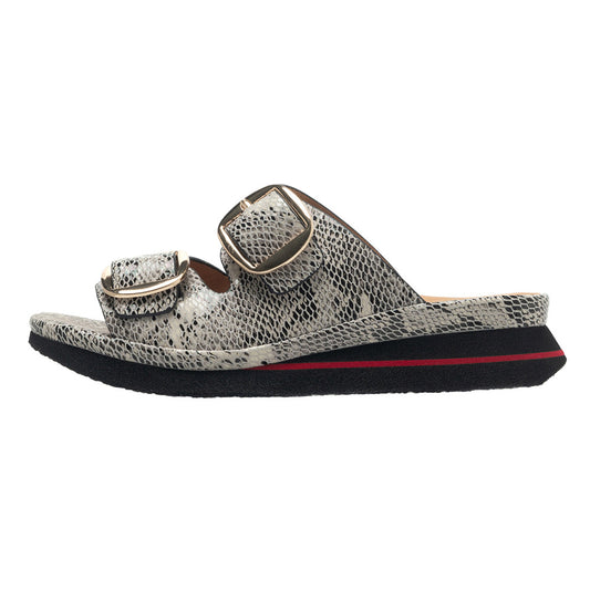 Linda In Black/White Snake Printed Leather