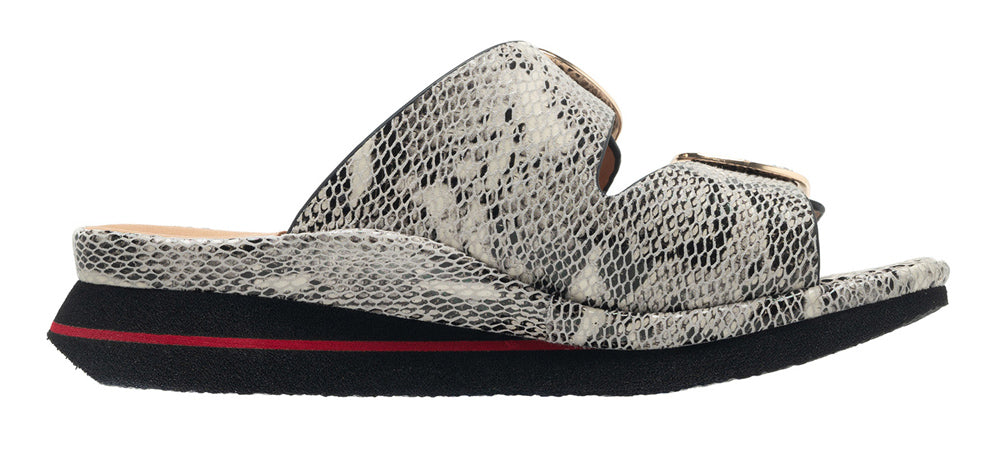 Linda In Black/White Snake Printed Leather