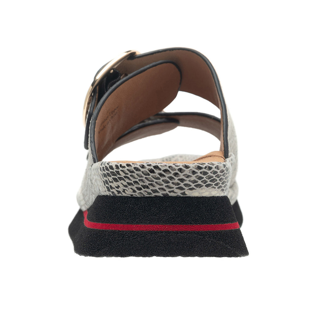 Linda In Black/White Snake Printed Leather