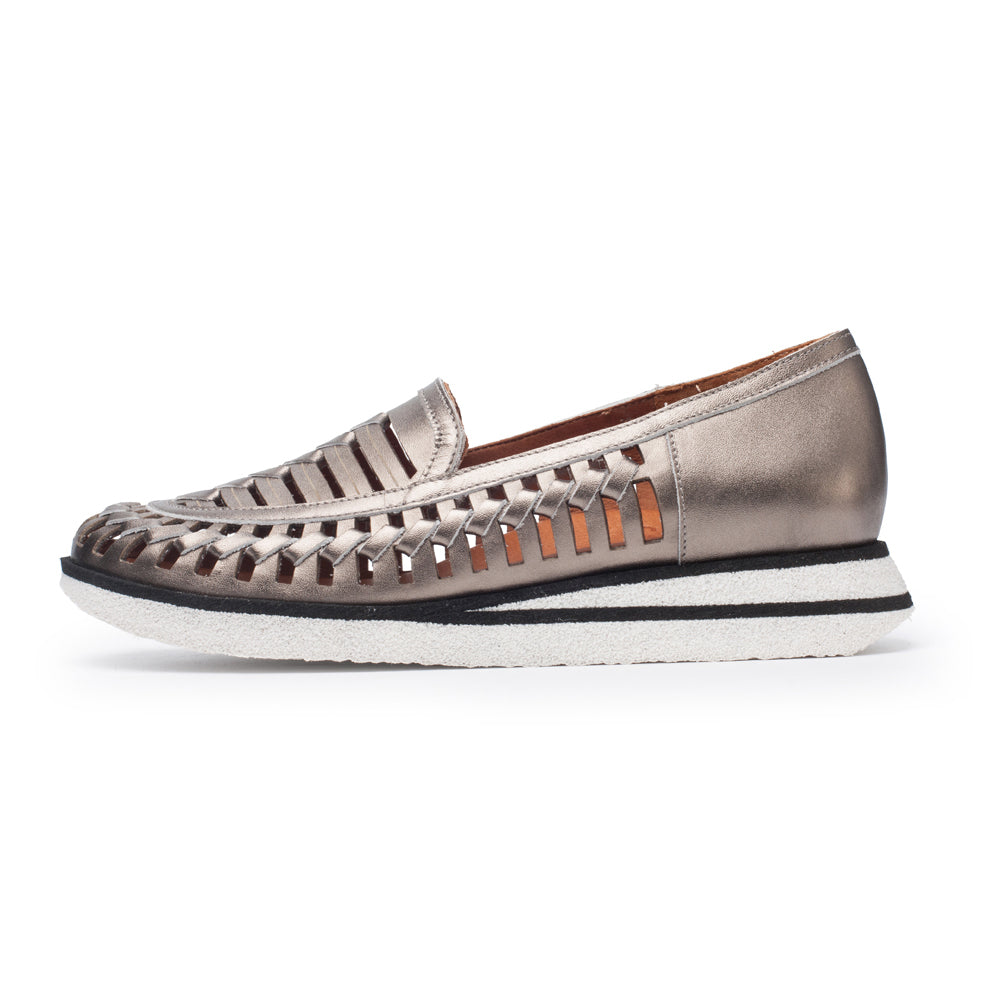 Ava In Pewter Metallic Plonge Leather