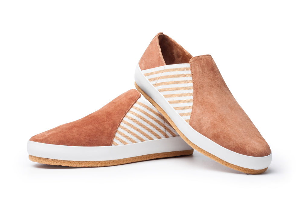 Belle In Cognac Kid Suede/White Plonge Leather