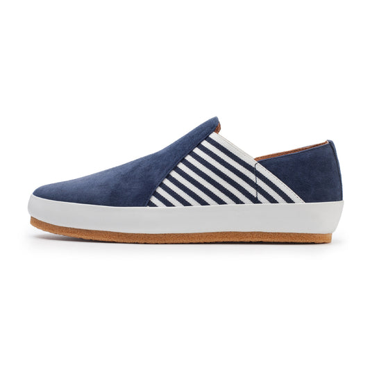 Belle In Navy Blue Kid Suede/White Plonge Leather