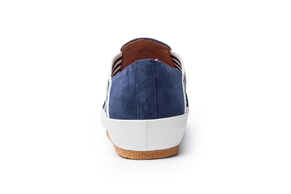 Belle In Navy Blue Kid Suede/White Plonge Leather