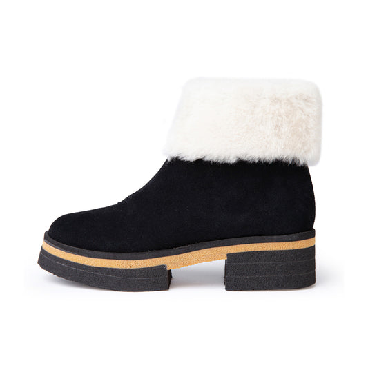 Blair In Black Water Resistant Suede/White Fur