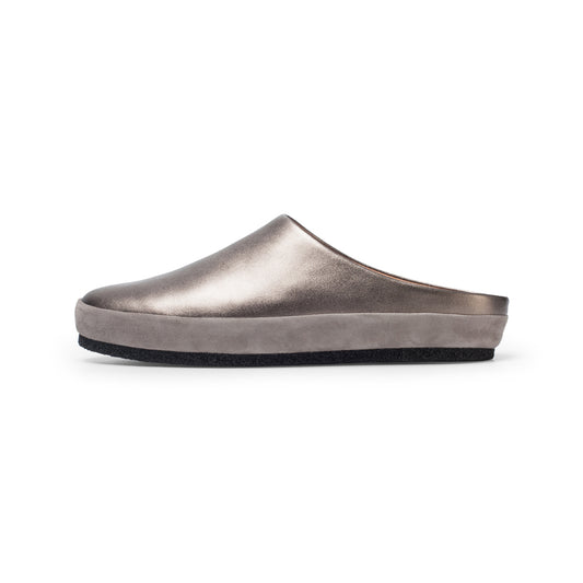 Brooke In Pewter Metallic Plonge Leather/Kid Suede