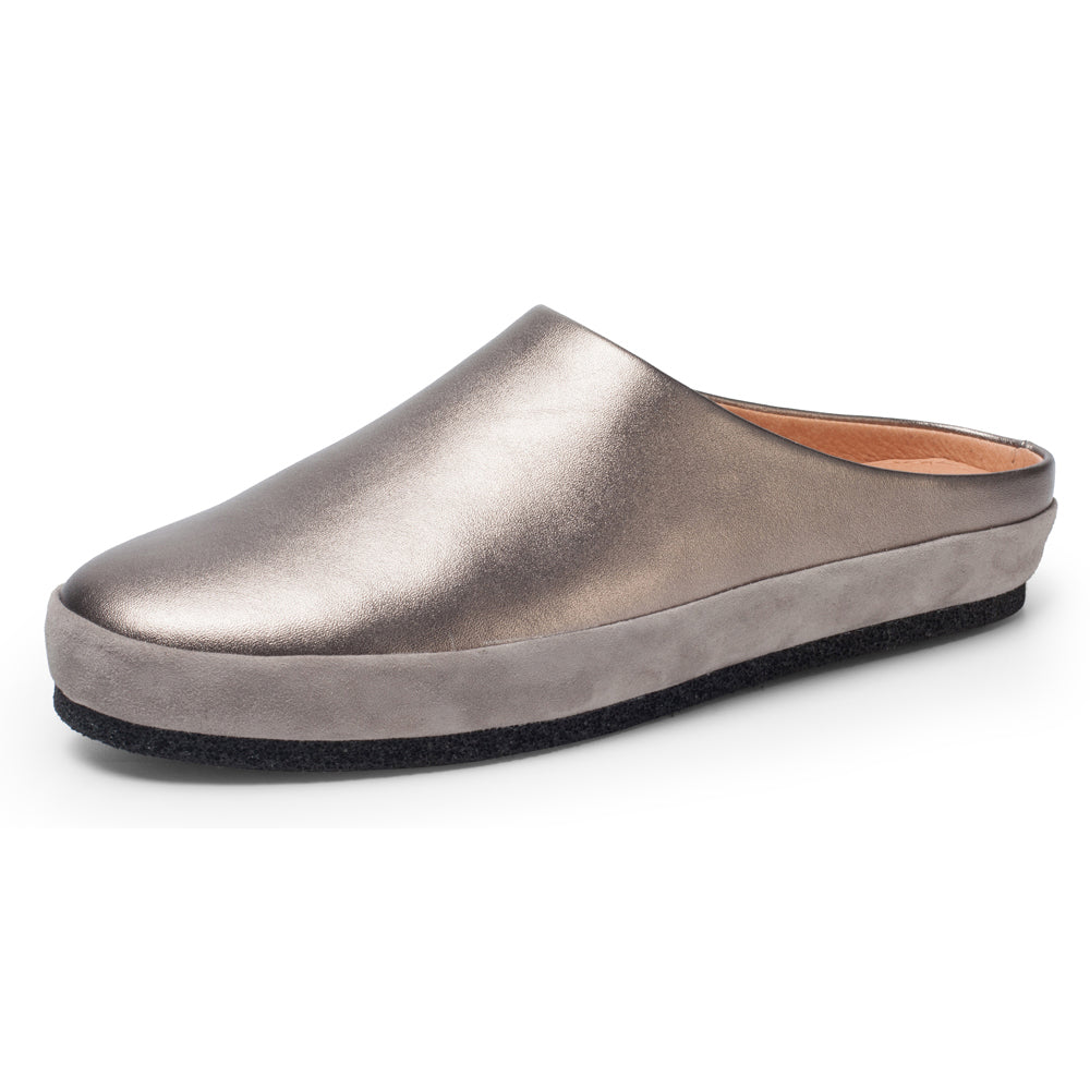 Brooke In Pewter Metallic Plonge Leather/Kid Suede