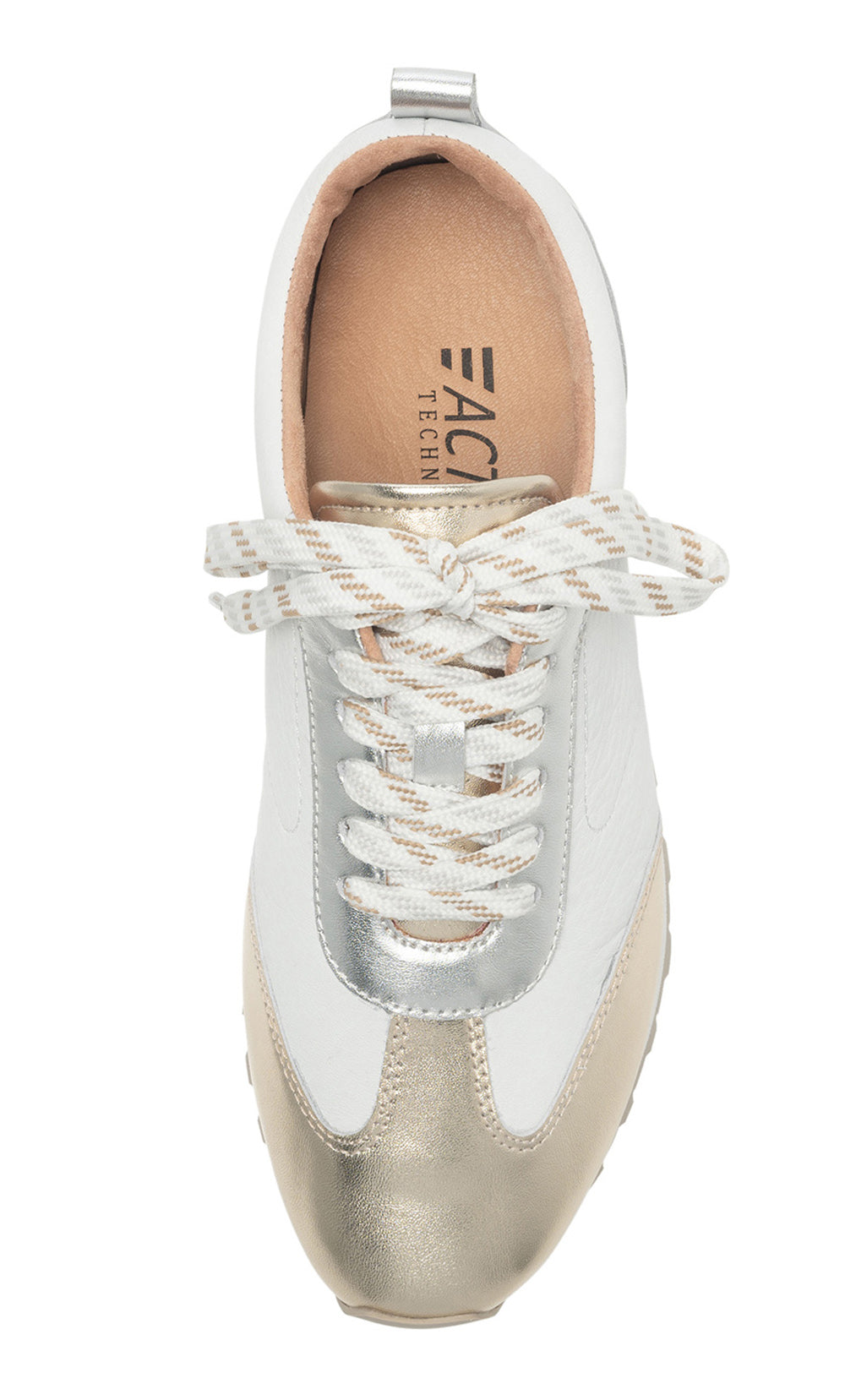 Caren In White/Silver Gold Metallic Leather