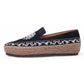 Cora In Black Kid Suede/Brown Woven Leather