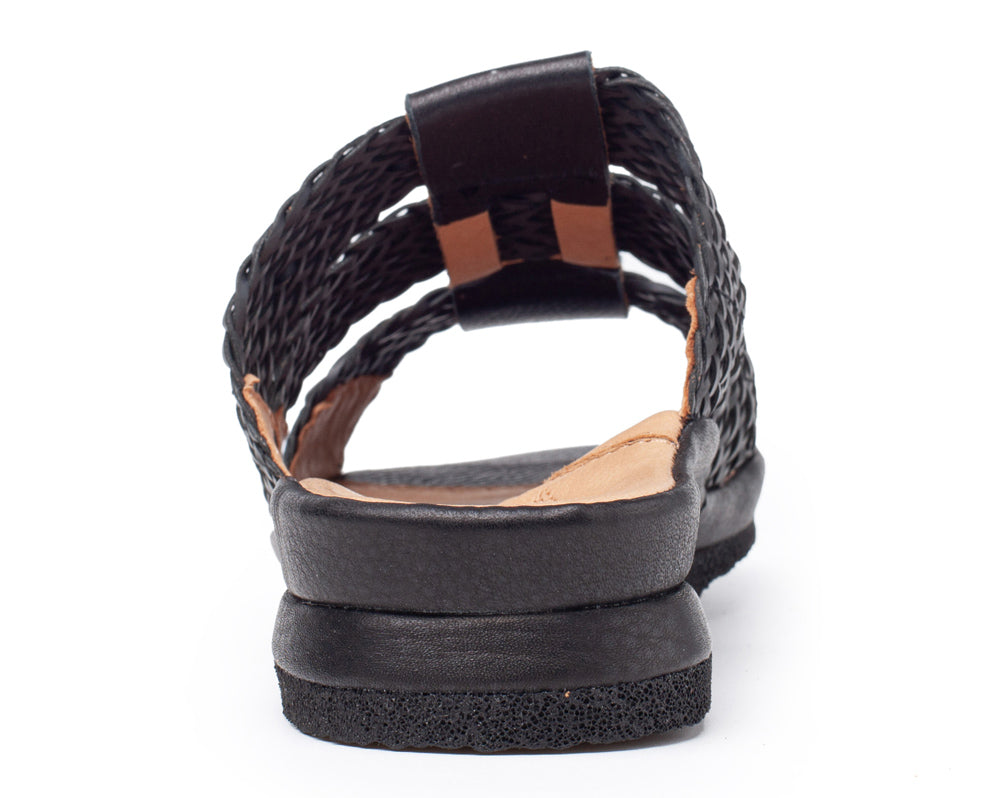 Diane In Black Woven Leather/Plonge Leather