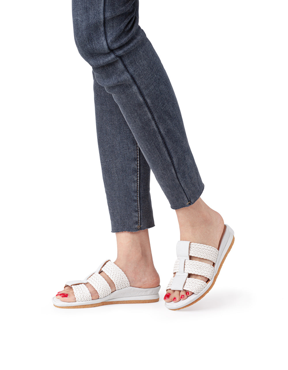 Diane In White Woven Leather/Plonge Leather