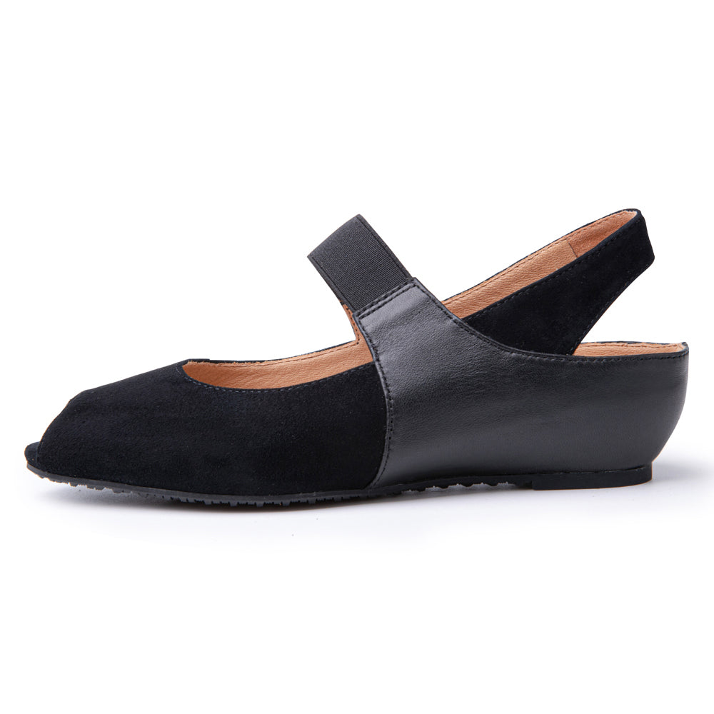 Paula In Black Kid Suede/Plonge Leather