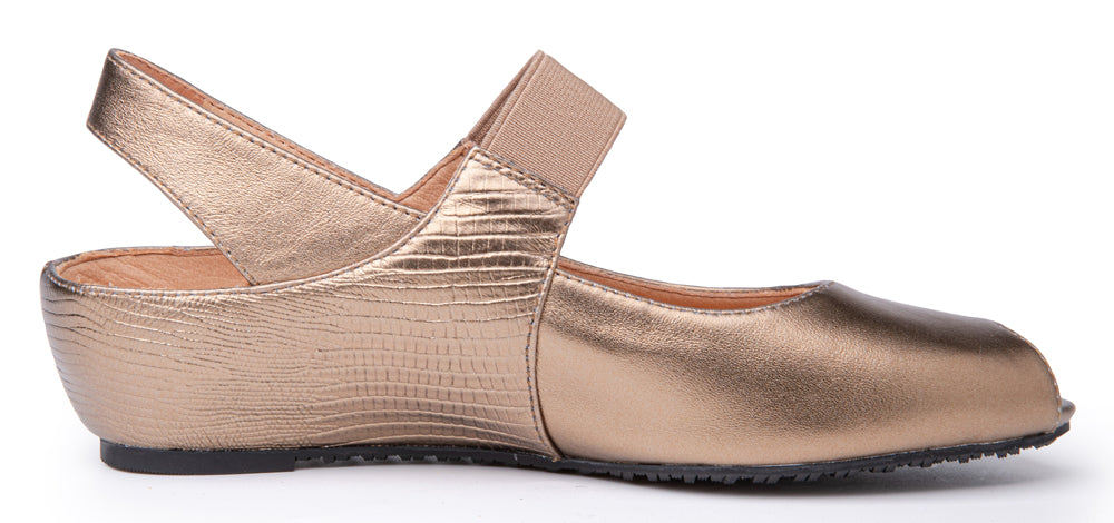 Paula In Bronze Metallic Leather/Lizard Printed Leather