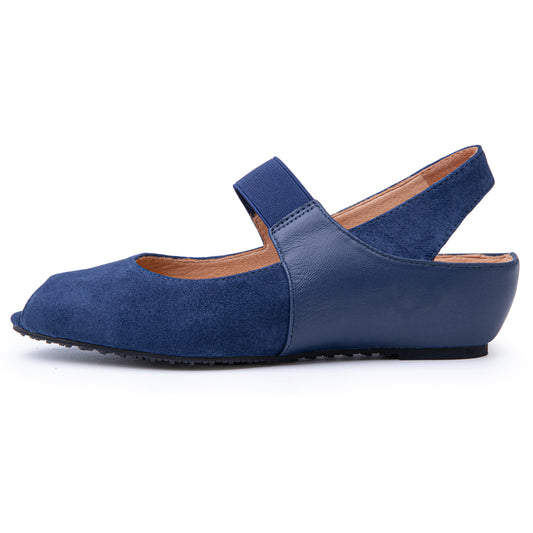 Paula In Navy Blue Kid Suede/Plonge Leather