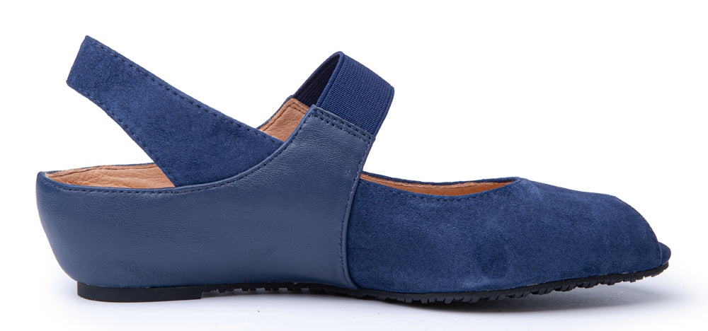 Paula In Navy Blue Kid Suede/Plonge Leather