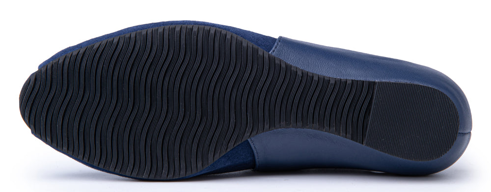 Paula In Navy Blue Kid Suede/Plonge Leather