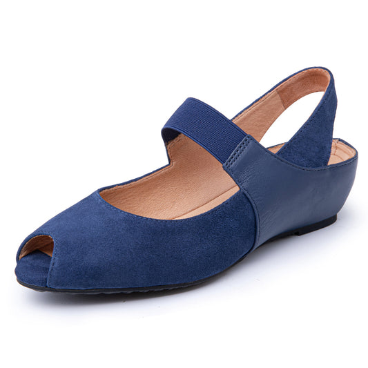 Paula In Navy Blue Kid Suede/Plonge Leather